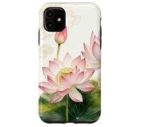Fleur de Lotus Rose Aquarelle - Motif Floral Asiatique Zen Coque pour iPhone 11