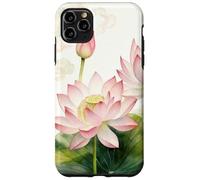 Fleur de Lotus Rose Aquarelle - Motif Floral Asiatique Zen Coque pour iPhone 11 Pro Max