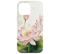 Fleur de Lotus Rose Aquarelle - Motif Floral Asiatique Zen Coque pour iPhone 13 Pro Max