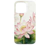 Fleur de Lotus Rose Aquarelle - Motif Floral Asiatique Zen Coque pour iPhone 15 Pro Max
