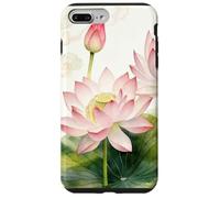 Fleur de Lotus Rose Aquarelle - Motif Floral Asiatique Zen Coque pour iPhone 7 Plus/8 Plus