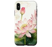 Fleur de Lotus Rose Aquarelle - Motif Floral Asiatique Zen Coque pour iPhone XS Max