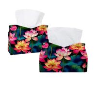 Fleur de lotus rose dans une boîte à mouchoirs de style vintage, distributeur de mouchoirs rectangulaire décoratif pour salle de bain, cuisine, table basse, voiture