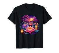 Fleur de Lotus sereine pour étang et Coucher de Soleil T-Shirt