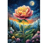 Fleur de Lotus sous la Lune 500 Pièces Puzzle Personne Âgée en Carton Épais sans Déformation Paysages et Science-Fiction Facile Débutant Anti-Stress Thérapie Occupationnelle Petit Prix 500 PCS