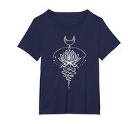 Fleur de Lotus Spirituel Unalome Zen Méditation Yoga Amateurs T-Shirt, Femme Grandes Tailles, Bleu Marine, 6X