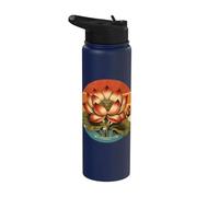 Fleur de lotus vintage Fleur de nénuphar floral Stainless Steel Insulated Water Bottle