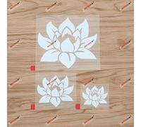 Fleur de lotus yoga Bouddha Inde décalcomanie autocollant vinyle - 3 Pack Blanc, 5,1 cm, 7,6 cm, 12,7 cm - découpe sans fond pour voiture bateau ordinateur portable tasse téléphone