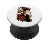 Fleur de lys araignée rouge japonaise dans une esthétique grunge douce PopSockets PopGrip Adhésif