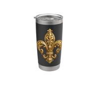 Fleur de lys baroque ornée, emblème royal héraldique Gobelet isotherme en acier inoxydable double paroi