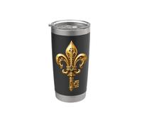 Fleur-De-Lys Emblème de vec parchemins royaux ornés Gobelet isotherme en acier inoxydable double paroi