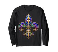 Fleur de lys Gothique colorée ornée d'art héraldique médiéval Manche Longue
