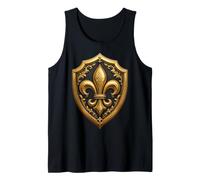 Fleur de lys héraldique blindée avec parchemins ornés Débardeur