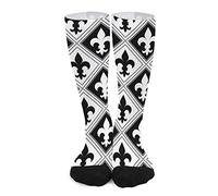 Fleur De Lys Noire Et Blanche Unisexe Chaussettes De Sport Poids Léger Chaussettes De Tennis Durabilité Socquette De Marche Pour Intérieur Extérieur Marche