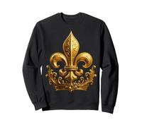 Fleur de lys Royale avec Couronne ornée et parchemins baroques Sweatshirt