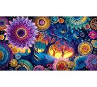 Fleur de Mandala Puzzle 1000 pièces Educa Divertissement créatif De l'art Décoration Jeu éduchatif Challenge Toy pour Adultes et Enfants à partir de 12 Ans 75x50cm/1000pcs