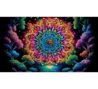 Fleur de Mandala Puzzle 1000 pièces Educa Divertissement créatif De l'art Décoration Jeu éduchatif Challenge Toy pour Adultes et Enfants à partir de 14 Ans 75x50cm/1000pcs
