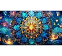 Fleur de Mandala Puzzles 1000 pièces Cadeau Unique Jeu éduchatif défi Jouet de qualité supérieure Peinture Art pour Adultes et Enfants à partir de 14 Ans 75x50cm/1000pcs
