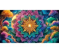 Fleur de Mandala Puzzles 1000 pièces Cadeau Unique Jeu éduchatif défi Jouet de qualité supérieure Peinture Art pour Adultes et Enfants à partir de 14 Ans 75x50cm/1000pcs