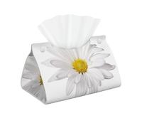Fleur de Marguerite Blanche avec Coeur Jaune Vif, Longue boîte à mouchoirs Couvercle Support de la boîte à mouchoirs Distributeur de mouchoirs Porte-mouchoirs