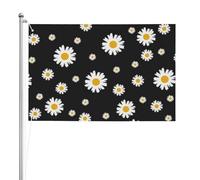 Fleur de marguerite blanche jaune noire,Drapeau de jardin, bannière décorative, drapeau double face, 2 x 3 pieds, pour extérieur et intérieur