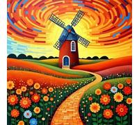 Fleur de Moulin à Vent Puzzle 300 Pièces pour Adultes, 35x35cm Puzzles Classiques 300 pièces, DIY Activité Familiale Jigsaw Puzzle Jeux, Unique Décoration Murale de la Maison Cadeau