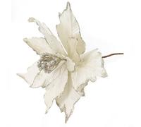 Fleur de Noël en plastique pour décoration de Noël 28 cm (blanc)