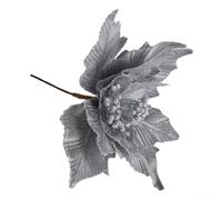 Fleur de Noël en plastique pour décoration de Noël 28 cm (gris)