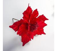 Fleur de Noël en plastique pour décoration de Noël 28 cm (rouge)