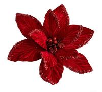 Fleur de Noël scintillante pour couronnes et guirlandes Rouge 30 cm | Pour une finition pailletée scintillante, réaliste pour un design de pétale, taille de 30 cm, arbre parfait