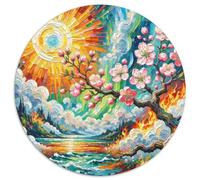 Fleur de pêche Puzzle 1000 Pièces Cadeau Unique Jeu Éduchatif Challenge Toy À De Qualité Supérieure Peinture Art pour Adultes Et Enfants À Partir De 12 Ans 1000pcs (67.5x67.5cm)