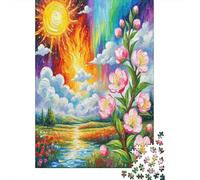 Fleur de pêcher Puzzle 1000 Pieces Cadeau Unique Fleur Multicolore Jeu Éducatif Challenge Toy À De Qualité Supérieure Peinture Art pour Adultes Et Enfants À Partir De 14 Ans 38x26cm