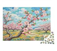 Fleur de pêcher Puzzle 1000 Pièces Cadeau Unique Fleur Multicolore Jeu Éducatif Challenge Toy À De Qualité Supérieure Peinture Art pour Adultes Et Enfants À Partir De 14 Ans 38x26cm