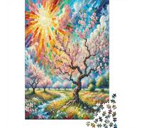 Fleur de pêcher Puzzle 1000 Pièces Cadeau Unique Fleur Multicolore Jeu Éducatif Challenge Toy À De Qualité Supérieure Peinture Art pour Adultes Et Enfants 38x26cm/1000pcs