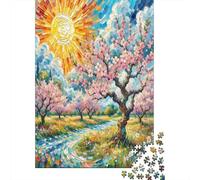 Fleur de pêcher Puzzle 1000 Pieces Cadeau Unique Fleur Multicolore Jeu Éducatif Défi Jouet À De Qualité Supérieure Peinture Art pour Adultes Et Enfants À Partir De 14 Ans 70x50cm