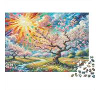 Fleur de pêcher Puzzle 1000 Pieces Cadeau Unique Fleur Multicolore Jeu Éducatif Défi Jouet À De Qualité Supérieure Peinture Art pour Adultes Et Enfants À Partir De 14 Ans 38x26cm