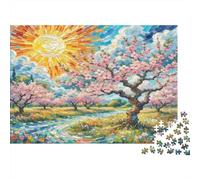 Fleur de pêcher Puzzle 1000 Pieces Cadeau Unique Fleur Multicolore Jeu Éducatif Défi Jouet À De Qualité Supérieure Peinture Art pour Adultes Et Enfants À Partir De 14 Ans 38x26cm