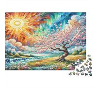 Fleur de pêcher Puzzles 1000 Pièces Cadeau Unique Fleur Multicolore Jeu Éducatif Challenge Toy À De Qualité Supérieure Peinture Art pour Adultes Et Enfants À Partir De 14 Ans 70x50cm