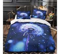 Fleur de pissenlit Housse de Couette Microfibre Ultra Douce 3D Imprimée Hypoallergique Nature fantastique Parure de Lit Fermeture Éclair Confortable Résistante for Adolescent Single（140x200cm）