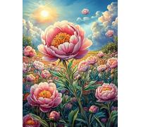 Fleur de pivoine dans un jardin en fleurs 500 Pieces Casse-tête Famille En Carton Épais Sans Déformation Rêve magique de science-fiction Difficulté Moyenne Jeu De Société Cadeau Noël Haute Qualité Pre