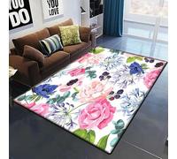 Fleur De Plante Rose Tapis 3D Imprimé pour Salon Chambre Grand Tapis Doux Maison Enfants Chambre Mignon Tapis De Sol 80 X 120 Cm / 31.5" X 47.2" - Résistant Aux Taches, Polyester, Facile À Ne -7W6S7