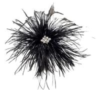 Fleur De Plume Broche Pins Broche vintage for robe de soirée, grande décoration for cheveux, strass, plumes, d'autruche, accessoire Noël(Black)