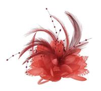 Fleur De Plume Broche Pins Broches à breloques en tissu, épingles fleurs, accessoires for cheveux, serre-tête for filles, décoration de festival(Light red)