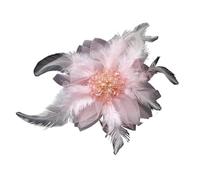 Fleur De Plume Broche Pins Broches élégantes en cristal et plumes for femmes filles, pinces à cheveux, badges de fête, mariage, accessoires corsage(Pink)