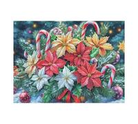 Fleur de Poinsettia de Noël 500 Pièces Puzzle Adulte en Carton Haute Qualité Épais Difficile Moyenne Anti-Stress Décoration Murale Idée Cadeau Saint Valentin 500 PCS