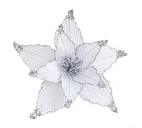 Fleur de poinsettia décorative glamour pour orner votre sapin de Noël Blanc 25 cm