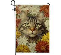 Fleur De Printemps Et D'Été Chat Coloré Chaton Fleur Drapeau De Jardin Couleurs Vives Garden Flag Décoratif Bannière Pour Maison Jardin Intérieur 30X45Cm