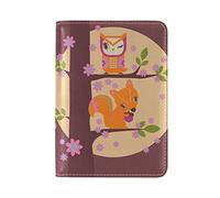 Fleur De Renard De Hibou Détenteur d'un Passeport Titulaire Etui en Cuir Véritable Couverture de Passeport pour Voyage Hommes Femmes