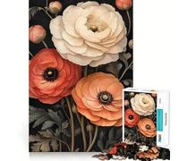 Fleur de renoncule Puzzle Art Nouveau 1000 pièces pour Adolescents, Jeu de logique, Moment de détente, pièce de Collection découpée avec précision (38x26cm)