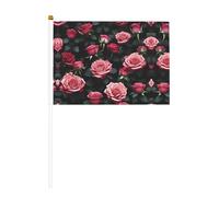 Fleur de rose de nombreux drapeaux à manivelle double face 14 x 20,8 cm, utilisés pour la décoration de fête de vacances, les compétitions